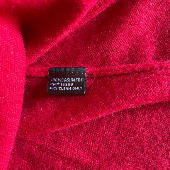 J. McLaughlin Bold Red Cashmere Cowl-neck Sweater - Size S - w/minor holes! - Picture 10 of 15